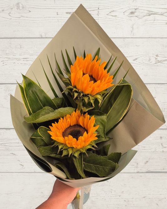 Bold Bloom Duo – Two Seasonal Flowers Gift Wrapped