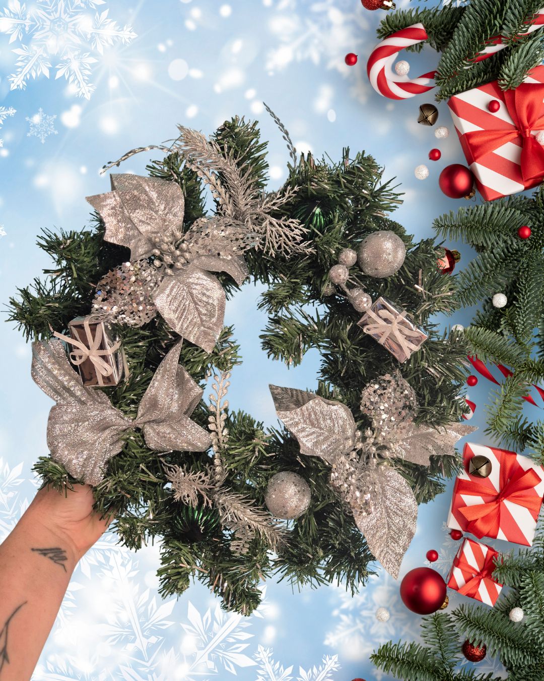 Christmas wreath - silver