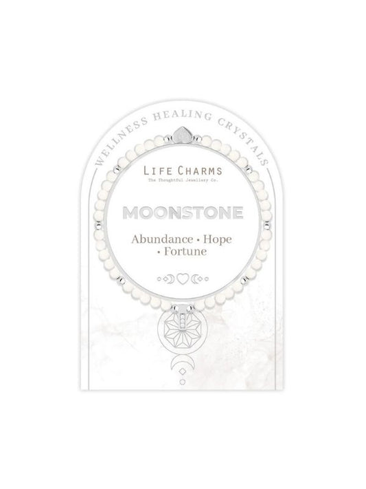Life Charms moonstone bracelet packaging on a white background