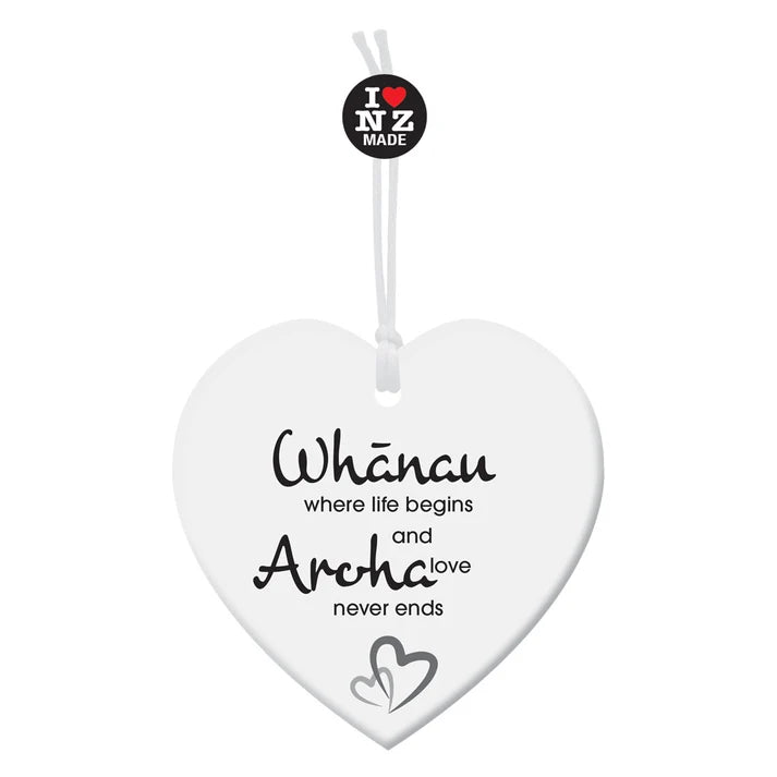 Whānau & Aroha Acrylic Heart Keepsake (H)