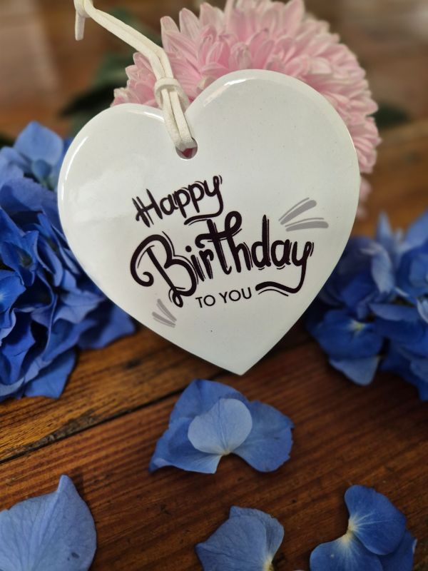 Happy birthday ceramic heart