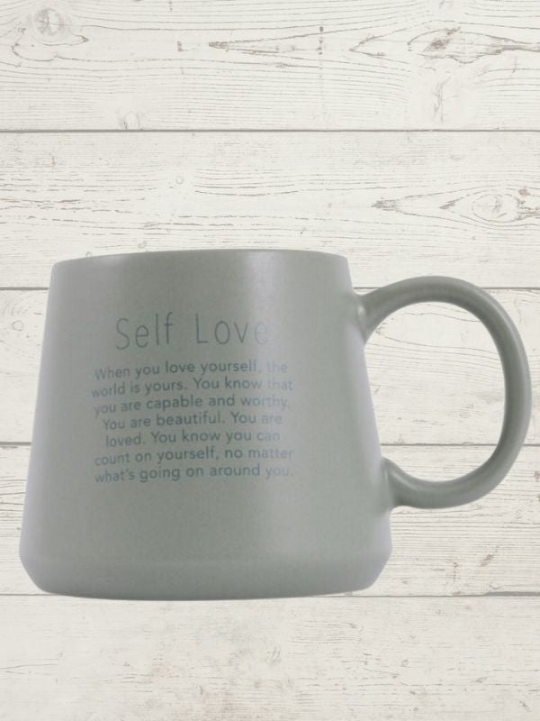 Self Love Keepsake mug with florals.