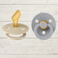 2 BIBS pacifiers with an anatomical nipple design.