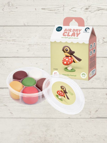 childrens clay kit with a picture of a faintail on a wooden background