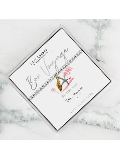 Jewelry box with 'Life Charms' branding on a marble surface