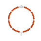 Orange beaded bracelet with silver clasp on a white background
