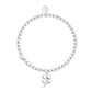 Silver bracelet with a clover charm on a white background