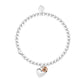 Silver bracelet with heart-shaped charms on a white background