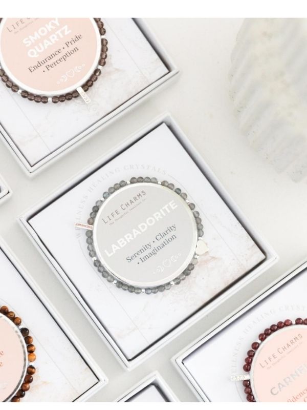 Life Charms bracelet in a box with other bracelets around it