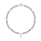 Necklace with round beads and a silver clasp on a white background