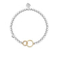 Pearl bracelet with gold clasp on a white background