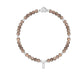 bracelet with brown beads and a silver clasp on a white background