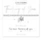 Jewelry card with two silver bracelets and decorative text on a white background