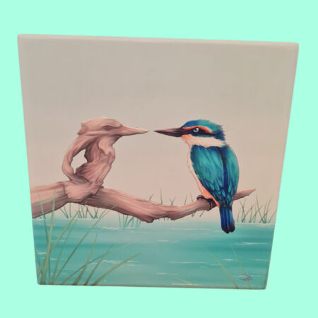 Kingfisher and friend on ceramic tile