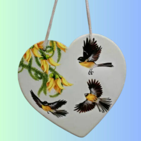 Ceramic heart NZ Kowhai