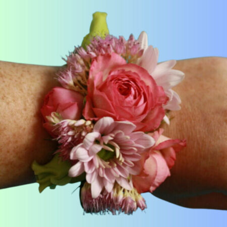 Pink wrist corsage