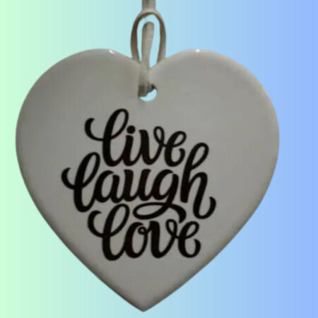 Ceramic heart "Live Laugh Love"
