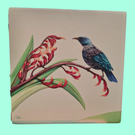 Tui bird painted on tile