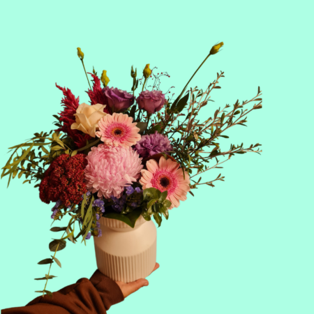 Fresh florals in ceramic vase