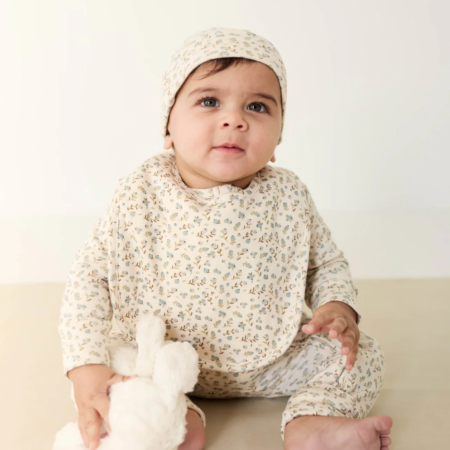 Organic Cotton Reese Zip Onepiece - Blueberry Ditsy