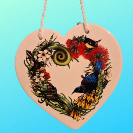 Flora and Bird Ceramic heart